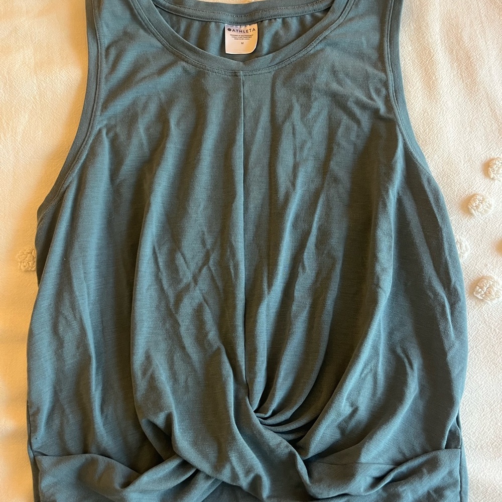 Athleta Teal Twist Front Tank Top